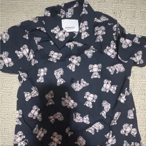 Burberry Dark Blue Shirt with Plaid Bear Motif